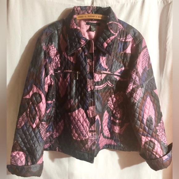 Silk-land Jacket Sz XL Silk Purple Button Down Trucker Quilted Warm Winter - Picture 8 of 15